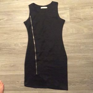 Black asymmetrical hem dress